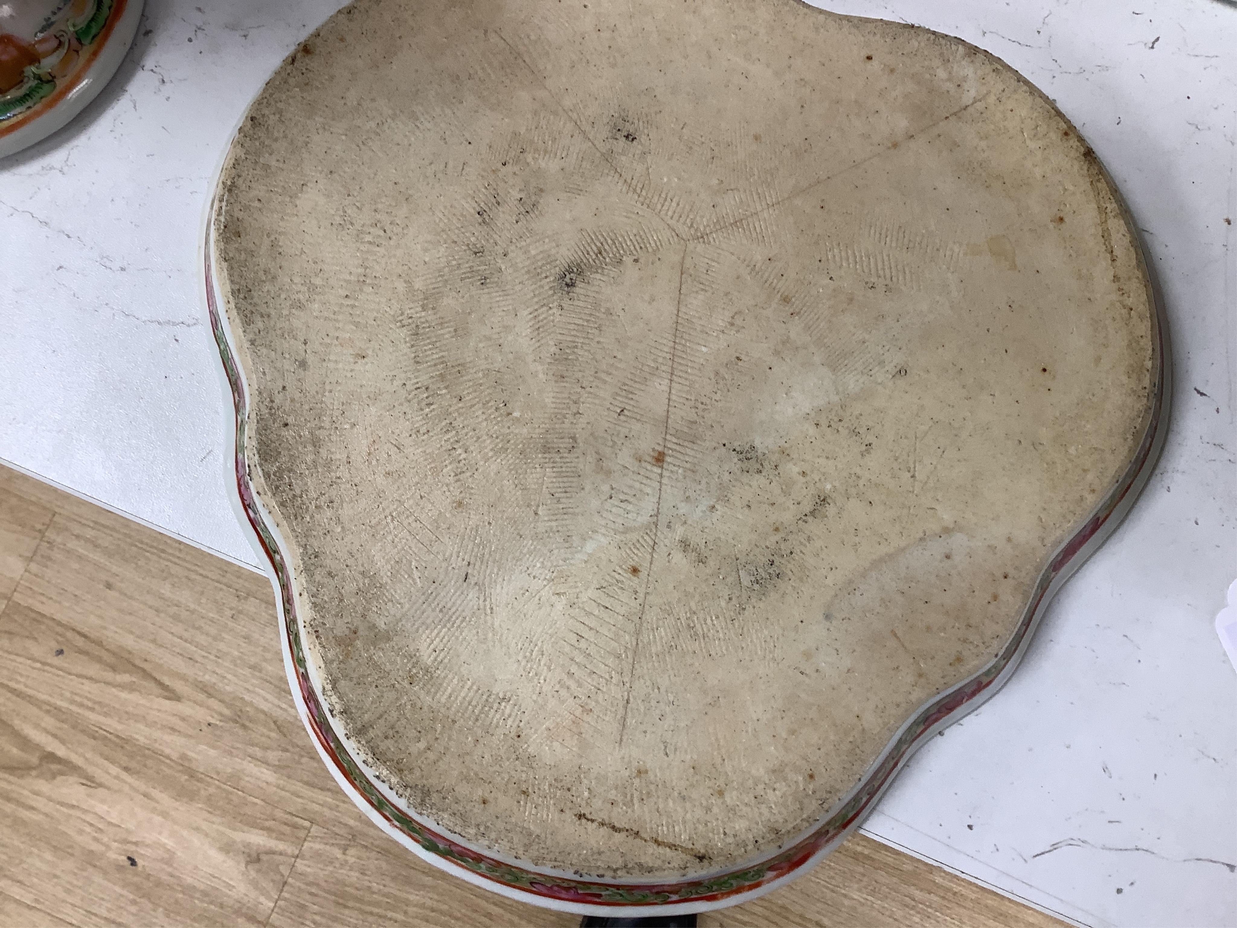 A collection of 19th century Chinese porcelain to include a pair of famille rose candlesticks, dish and a pair of blue and white baluster vases and covers